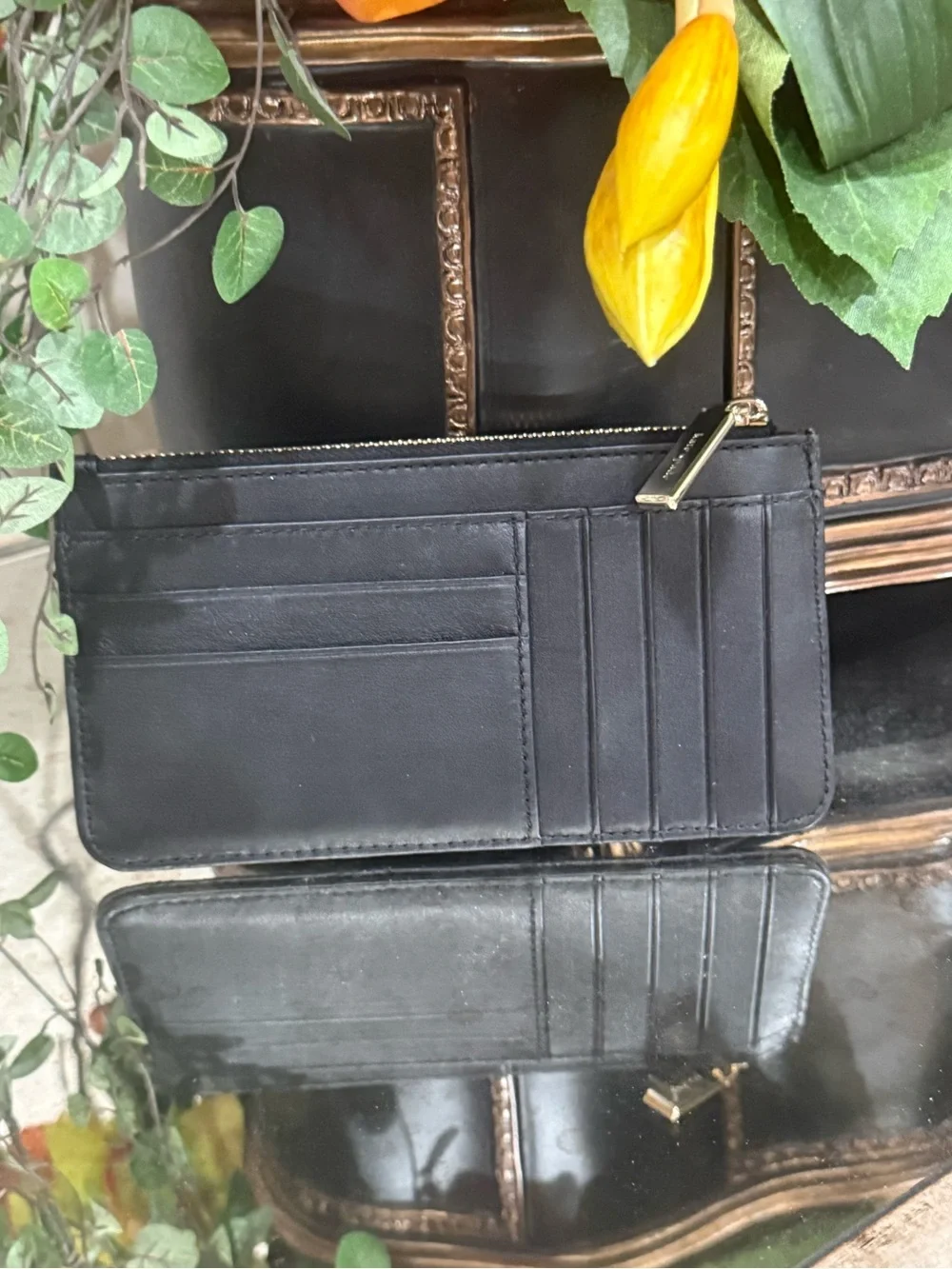 kate spade Black Quilted Leather Zip Wristlet Pouch